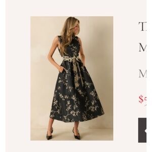 Red Dress Boutique Black Floral Midi Dress